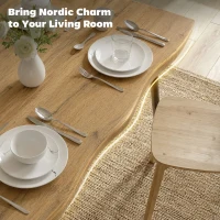 HOMCOM Dining Table Modern Nordic Kitchen Table Seats 4 People Thick Curved Tabletop Oak Grain Black 43.3" x 27.6" x 29.5"(m-5)
