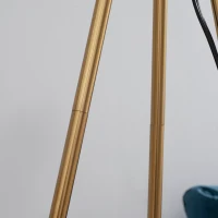 HOMCOM Modern Tripod Floor Lamp, Freestanding Lamp w/ Fabric Lampshade and E26 Base for Living Room, No Bulb - Gold(m-11)