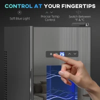 HOMCOM Wine Fridge, 12 Bottle, Under Counter Drinks Beer Wine Cooler with Glass Door, LED Light, Temperature Control(m-7)