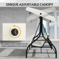 Outsunny Convertible Patio Swing Bed with Canopy and Cushions, 3 Seater Porch Swing for Outdoor, Backyard, Garden, Cream White(m-4)