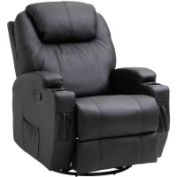 HOMCOM Faux Leather Heated Massage Recliner Chair with Remote - Black(m-11)
