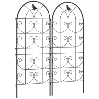 Outsunny Set of 2 Metal Garden Trellis, Decorative Trellis Panels, Bird Design, 120 x 50 cm, Black(m-9)