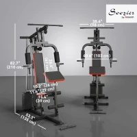 Soozier Home Gym Equipment Weight Training Machine, Multifunction Workout Machine with 143lbs Weight Stack for Full Body Workout and Strength Training, Red(m-3)