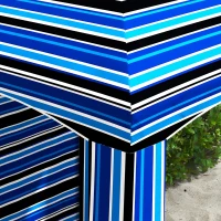 Outsunny 5.8' x 5.8' Cabana Umbrella with Walls, Vents, Ruffles, Carry Bag, Beach Umbrella, Blue Stripe(m-8)