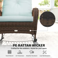 Outsunny Outdoor Wicker Rattan Rocking Chair Patio Rocker with Thick Cushions for Garden Backyard Porch, Light Green(m-5)