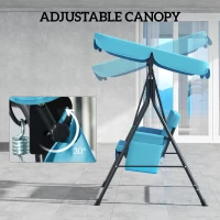 Outsunny 1-Seat Outdoor Porch Swing Patio Swing with Adjustable Canopy, Removable Seat and Back Cushion for Garden, Poolside(m-5)