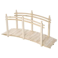 Outsunny Fir Wood Garden Bridge Arc Walkway with Side Railings for Backyards, Gardens, and Streams, Natural Wood, 89.75" x 29.5" x 43.25"(m-3)