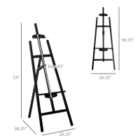 HOMCOM A-Frame Easel of Maximum Height 53", Holds Canvases Up to 43", Painting Studio Art Easel that Tilts up to 90° Degrees for Adults, Beginners, Students, Black(m-3)