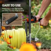 Outsunny 98 ft of 5/8" Hose Reel Cart (Hose Not Included), Garden Water Hose Carts with Wheels for Yard, Lawn, Black(m-5)