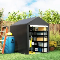 Outsunny 4 x 6ft Outdoor Storage Shed Tent, Portable Shed with Roll-up Door for Motorcycle, Bike, Garden Tools(m-8)