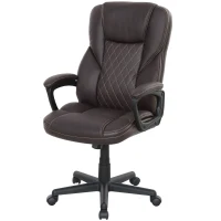 HOMCOM High Back Ergonomic Office Chair, PU Leather Executive Desk Chair with Adjustable Height and Swivel Wheels, Brown(m-1)