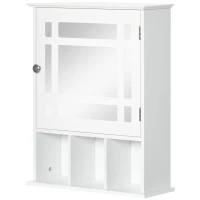 kleankin Medicine Cabinet with Mirror, Wall Mounted Medicine Cabinet, 3 Shelf Organizer for Kitchen, White(m-11)