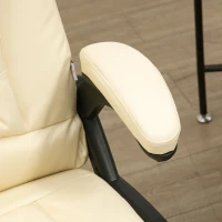 HOMCOM Office Chair Adjustable Heated Ergonomic Massage Swivel Vibrating High Back Leather Executive Chair Office Furniture (Beige)(m-10)