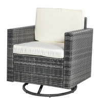 Outsunny Outdoor Swivel Rocker, PE Wicker Dining Chair, 360 Degree Swivel Patio Glider with Cushions for Backyard, Lawn, Garden, Deck, Porch, Steel Frame, Cream White(m-11)