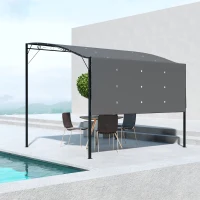Outsunny 10x8ft Patio Metal Gazebo with Extendable Side Awning, Outdoor Shelter Shade Canopy Deck Awning, Dark Grey(m-1)