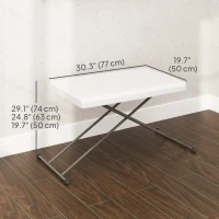 Outsunny Folding Outdoor Patio Table, 3-Level Adjustable Camping Table Picnic Table with HDPE Top, Steel Legs, White(m-3)