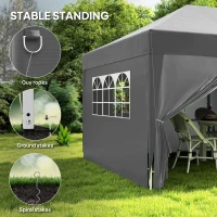 Outsunny 10' x 20' Pop Up Canopy Tent Outdoor Portable Easy Up Party Tent Garden Shade Shelter with Walls Carrying Bag, Black(m-6)