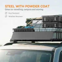 HOMCOM Universal Roof Rack Basket, 200lbs Steel Roof Rack Cargo Carrier with Wind Fairing, Side Rails, 43.5"x39.2"x7.3", Black(m-5)