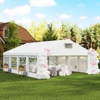 Outsunny 19.6' x 26' Heavy Duty Party Tent and Carport, Outdoor Canopy Tent with Removable Sidewalls, 8 Windows and Vents(m-8)