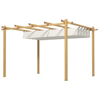Outsunny 10' x 12' Retractable Pergola Canopy, Aluminum Pergola Sun Shade Shelter for Garden, Patio, Backyard, Deck, Cream(m-1)