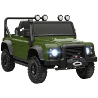 Qaba Land Rover Licensed Electric Car for Kids with Remote Control, Dual Motors, Spring Suspension, LED Lights, Dark Green(m-11)
