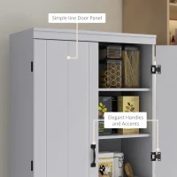 HOMCOM 70" Kitchen Pantry Cabinet, Freestanding Storage Cabinet with 4 Doors and 2 Adjustable Shelves for Dining Room, Gray(m-7)