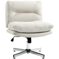 HOMCOM Armless Office Chair, Criss Cross Chair with Adjustable Height & Tilt Function for Home Office, Study, Light Grey(m-9)