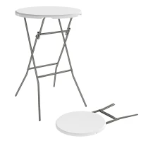 Outsunny 2.6ft Plastic Folding Picnic Table, Camping Table with Anti-Slip Foot Pads, White(m-9)
