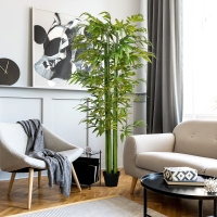 HOMCOM 6 FT Artificial Tree Bamboo Tree Fake Plants in Pot for Home Office Living Room Decor, Green