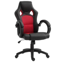 HOMCOM Racing Gaming Chair Office Chair Computer Desk Gamer Chair with Swivel Wheels, Padded Headrest, Tilt Function, Red(m-2)