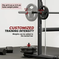 Soozier Squat Rack with Pull Up Bar and Barbell Bar Adjustable Bench Press Multi-Function Weight Lifting Half Rack Black(m-6)