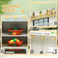 Qaba Pretend Play Kitchen, Kids Kitchen Playset with Stove Microwave Oven, Turning Knobs, Cooking Accessories(m-6)