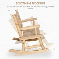 Outsunny 2-Person Wood Rocking Chair with Log Design, Heavy Duty Loveseat with Wide Curved Seats for Patio, Backyard, Garden, Natural(m-4)