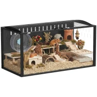 PawHut 41.3" L Hamster Cage, Large Hamster Habitats Steel Frame Chewproof, Deep Bedding Space for Pets Enrichment(m-11)