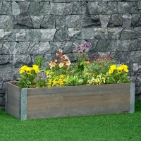 Outsunny 3' x 1' Raised Garden Bed Elevated Wooden Planter Box Outdoor for Backyard, Patio to Grow Vegetables, Herbs, and Flowers, Light Grey