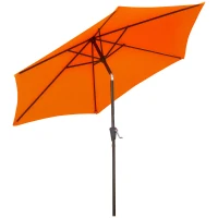 Outsunny 8.5' Round Aluminum Patio Umbrella Garden Parasol Market Sunshade Tilt Canopy w/ 6 Ribs, Crank Handle, Blue(m-9)