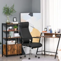 Vinsetto High Back Executive Office Chair Faux Leather Swivel Computer Desk Chair with Padded Arm, Adjustable Height, Wheels Black(m-10)