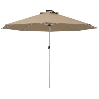 Outsunny LED Patio Umbrella, Lighted Deck Umbrella with 4 Lighting Modes, Solar & USB Charging, Khaki(m-9)