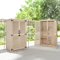 Outsunny 30" x 20" x 47" Wooden Garden Shed, Outdoor Storage Shed with Waterproof Asphalt Roof, Shelves, Natural(m-3)
