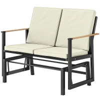 Outsunny Outdoor Glider Bench for 2 Person, Patio Glider Loveseat with Thick Cushions for Garden Balcony Porch, Cream White(m-2)
