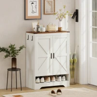 HOMCOM 5-Tier Shoe Storage Cabinet for 15 Pairs, Freestanding Farmhouse Shoe Cabinet, White(m-8)