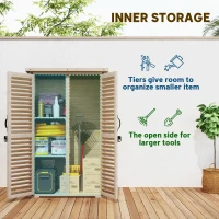 Outsunny 30" x 20" x 47" Wooden Garden Shed, Outdoor Storage Shed with Waterproof Asphalt Roof, Shelves, Natural(m-4)
