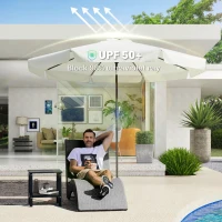 Outsunny 8.5 ft Outdoor Market Table Umbrella, Round Patio Umbrella with Tilt and Crank for Garden, Backyard, Deck, Cream White(m-4)