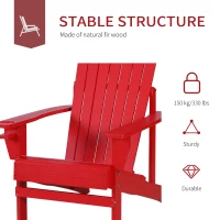Outsunny Oversized Adirondack Chair, Outdoor Fire Pit and Porch Seating, Classic Log Lounge w/ Built-in Cupholder, Red(m-14)