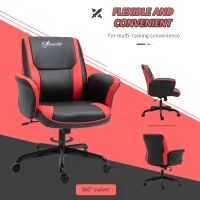 Vinsetto Ergonomic Racing Gaming Chair Faux Leather Office Computer Desk Chair with Mid Back, Armrest, and Adjustable Height, Red(m-6)