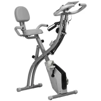 Soozier 3 in 1 Folding Exercise Bike, Foldable Stationary Bike with 8-Level Magnetic Resistance, Adjustable Seat, Grey(m-2)