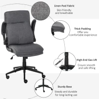 Vinsetto Ergonomic Office Chair Swivel High Back Computer Desk Chair with Adjustable Height Flip-Up Armrest, Comfy Thick Padded Cushions, Wheels, Grey(m-15)