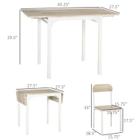HOMCOM Foldable Dining Table Set for 2, Drop-Leaf Kitchen Table with 2 Chairs for Apartments, Studios, Natural Drop-leaf Dining Table Set Includes 2 Chairs(m-3)