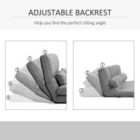 HOMCOM Convertible Floor Sofa Chair, Folding Couch Bed, Guest Chaise Lounge with 2 Pillows, Adjustable Backrest and Headrest, 40.25" L, Light Gray(m-5)