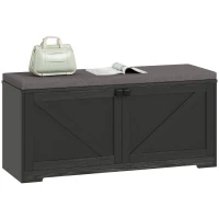 HOMCOM Shoe Storage Bench with Padded Seat, Entryway Bench Holds up to 352 lb, Shoe Organizer, 8 Pairs, Black Wood Grain(m-11)